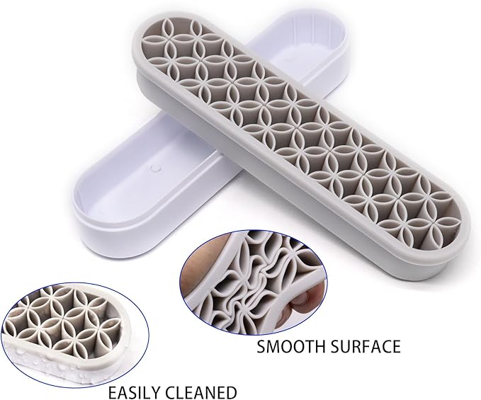 1Pcs Silicone Makeup Brush Holder Stand Light Grey Make Up Brush Organizers Makeup Brushes Holder Organizer for Painting Pen Brushes Nail Clippers Drill Pens Ruler Sewing Craft Tools