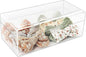 JessLab Hair Accessories Organizer for Girls, Acrylic Hair Bow Tie Clip Scrunchie Holder with Dividers, Clear Stackable Storage Box for Bathroom, Bedroom, Vanity Countertop (1 Compartment)