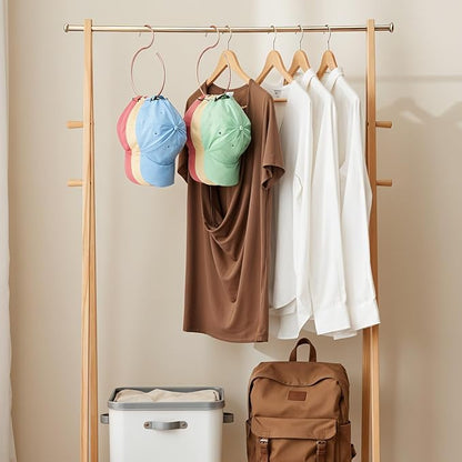 2 Pack Hat Hangers for Closet, Holds 20 Baseball Caps Sturdy Rose Gold Cap Holder Space-Saving Hat Rack Organizer for Wall or Rod Mount