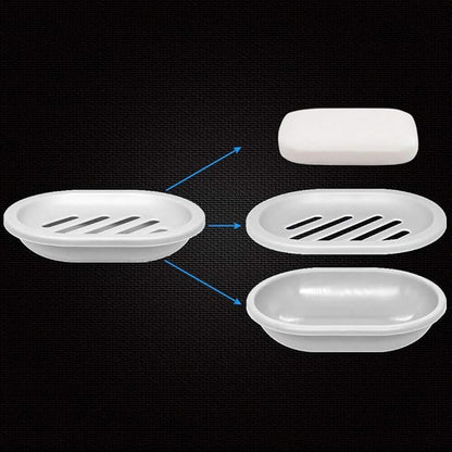 Soap Dish with Water Drainage Design for Drying and Saving Soap, Bathroom Kitchen Sponges Holder (White - Oval) 2 Pack