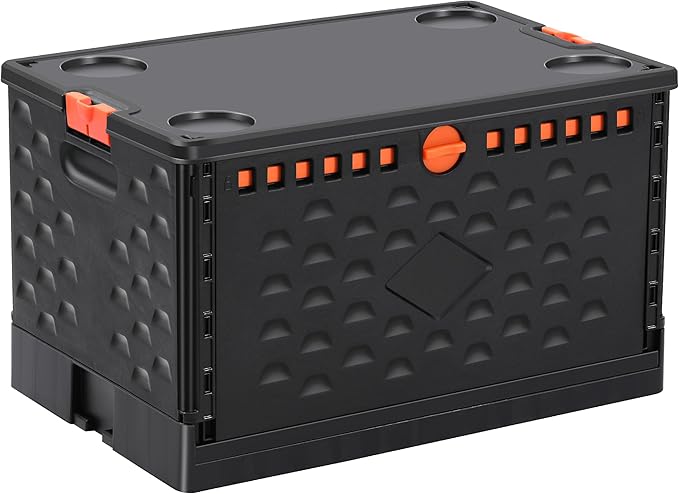 Storage Bins With Lids 16 Gal-Collapsible Crate- Stackable Containers Box-Book，Trunk,Closet Organizer-Rolling Tools Box，Foldable Milk Crate,Grocery Baskets，For Room Organizing