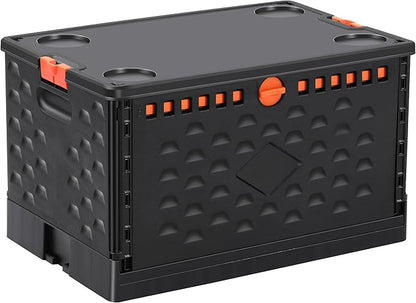 Storage Bins With Lids 16 Gal-Collapsible Crate- Stackable Containers Box-Book，Trunk,Closet Organizer-Rolling Tools Box，Foldable Milk Crate,Grocery Baskets，For Room Organizing