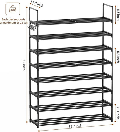 Shoe Rack, 8 Tier Tall Shoe Rack for Entryway, Shoe Orhanizer for Closet, Shoe Shelf, Shoe Stand for Front Door Entrance, Closet & Entryway.