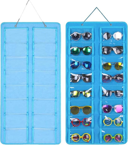 Sunglasses Organizer Storage,Hanging Sunglass Holder Organizer for Wall 16 Slots Double Sided Glasses Organizer