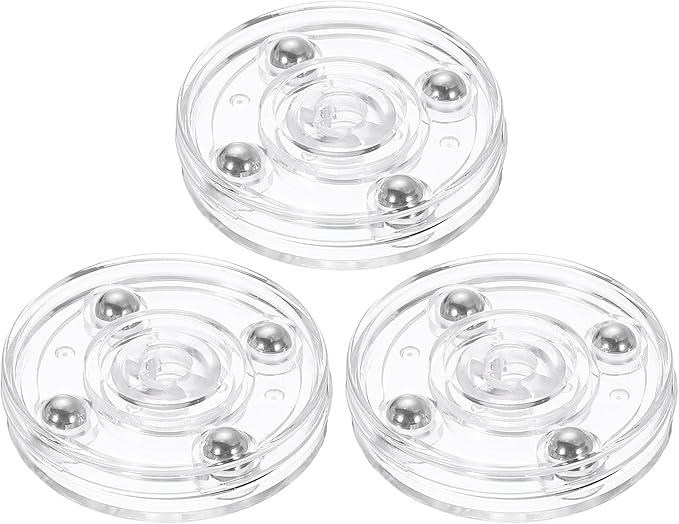 uxcell 3Pack Acrylic Lazy Susan Turntable, 2" Spinner Lazy Susan Turntable Organizer, Acrylic Ball Bearing Rotating Tray for Pantry Spice Rack Decorating, Clear