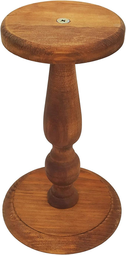 Owlgift Rustic Brown Vintage Style Wood Hat Stand, Wig Holder Display, Helmet Organizer Storage