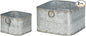 Red Co. 6.5" and 4.5" Square Tub Galvanized Metal Bucket Containers Set of 2, Rusted Gray