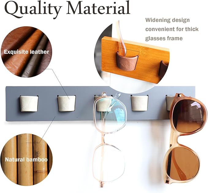 ACOCOFE Sunglass Organizer Glasses Holder,Wood Eyeglass Storage Holder,Sunglasses Rack Eyewear Display((2 pack Gray-white)