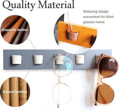 ACOCOFE Sunglass Organizer Glasses Holder,Wood Eyeglass Storage Holder,Sunglasses Rack Eyewear Display((2 pack Gray-white)