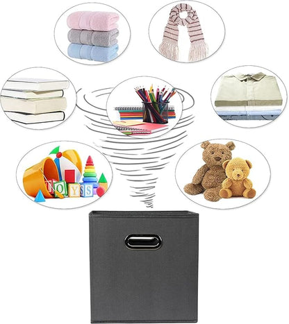 Fabric Cloth Storage Bins,Fabric Cube Organizer with Dual Handles Foldable Cube Storage Baskets for Home Bedroom Storage,Set of 10,(Gray)