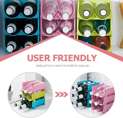 Stackable Beer Storage Rack Organizer for Refrigerator and Cabinet, Multi-Function Beverage Holder with 3pcs Pink Set, Space-Saving Drink Can Display Stand for Home Kitchen