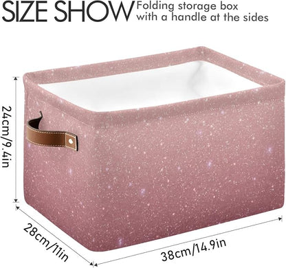 Rose Gold Sequins Storage Basket Bin, Large Cube Storage Box Canvas Collapsible Storage Organizer for Home Office Closet, Valentine's Day Gifts - 15 L x 11 W x 9.5 H
