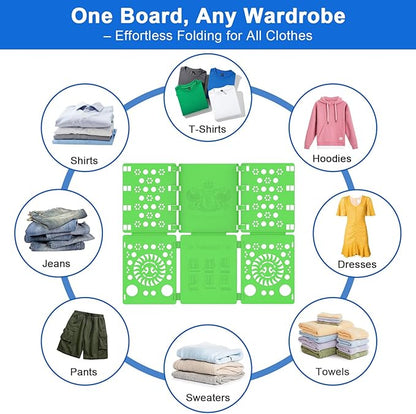 BoxLegend V3 Shirt Folder Board Tshirt Clothes Folder Folding Board Durable Laundry Sorter Helper Liner, Green