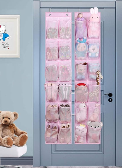 MISSLO Hanging Shoe Organizer Over The Door Mesh Shoe Holder for Girl