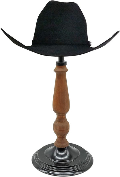 Owlgift Vintage Style Metal & Rustic Brown Wood Stem Freestanding Black Metal Hat Rack/Wig Holder Storage Display Stand (Black)