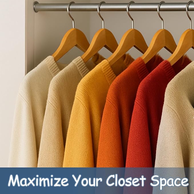 King Mills 19 Inch Plus Size Hangers, Extra Wide Hangers for Plus Size Clothes, Ganchos para Colgar Ropa, Ideal for XL, XXL Shirts, Coats, Dresses, Etc. Wood. Natural 10pk