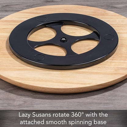 CounterArt Decorative Round Natural Wood Lazy Susan Turntable 14" Diameter Condiment Caddy, Cheese Server, Cake Plate, Spice Organization (Floral Gather)