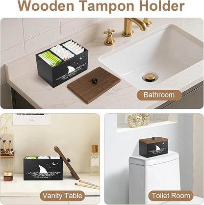Tampon Holder for Bathroom,Black Feminine Product Organizer,Girl Stuff Box for Bathroom,Pad and Tampon Organizer for Bathroom,Pad Holder for Bathroom,Shark Week Bathroom Organizer,Bathroom Accessories