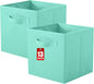 ShellKingdom Storage Bins, Foldable Fabric Storage Cubes And Cloth Organizer Drawer For Closet And Toys, 13 X 13 X 13 INCH, 2 Pack (Mint Green)