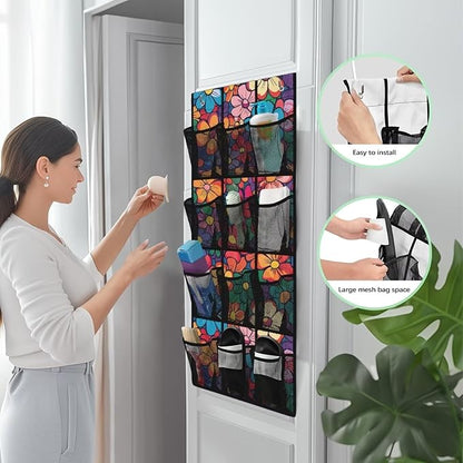 Colorful Flower Over The Door Shoe Storage,Back of Door Shoe Organizer,Hanging Garage Storage Rack,Hanging Shoe Organizer,Classroom Headphone Storage,Over The Door Shoe Organizer