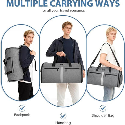 Garment Bags for Travel,50L Carry on Convertible Garment Duffle bag with Shoulder Strap,3 in 1 Hanging Suit Travel Bag with Shoulder Strap
