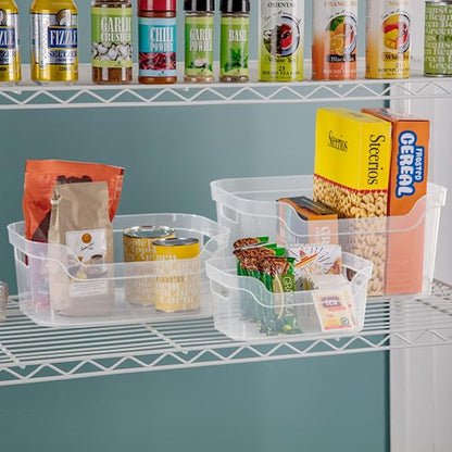 Sterilite 5.25 in. x 9.5 in. x 13 in. Clear Plastic Cube Storage Bin w/Carry Handles, 8-Pack 8 x 13348608