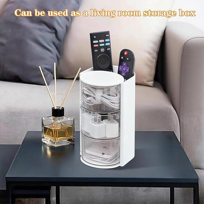 Rotating Hair Accessories Organizer & Makeup Brush Holder - 3-Tier Jewelry Storage Box for Earrings, Necklaces, Bracelets, Rings, Hair Clips (Pink)
