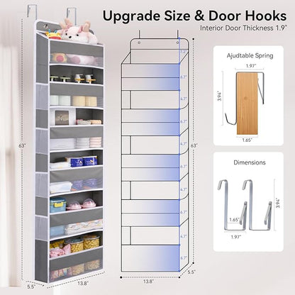 WishJazz 6-Shelf Over The Door Organizer, 50lbs Load Heavy Duty Back of Door Hanging Organizer Storage, Behind Closet Door Organizer, Baby Organizers Storage for Nursery, Pantry, Bedroom, Home Storage