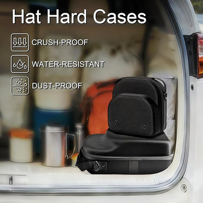 Epesoware 2 PCS Hard Hat Travel Cases for Baseball Caps - Crush Proof Cap Carrier for 7 Hats, Hat Storage Organizer with Adjustable Shoulder Strap, Trolley Sleeve and Handle, for Travel & Home Use