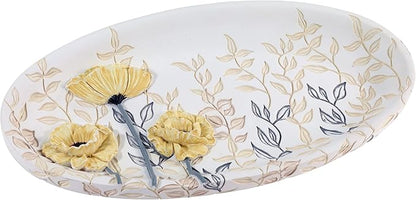 Avanti Linens - Vanity Tray, 100% Hand-Painted Resin Bathroom Accessories, Floral Home Decor (Marielle)