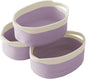 JMvicyroam Woven Basket,Small Rope Storage Bin with Handles & Ribbon Bag, Organizer for Shelves Closets,Gift Basket Empty for Birthday,Books,Dog Toys, White&Purple/3 Pack