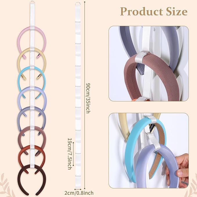 3 PCS Headband Holder Organizer for Girl,Hanging Hairband Storage for Women,Brown Hair Hoop Display Hair Accessories Organizer Bedroom College Dorm Decor (8-shape)