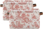 Chinoiserie Style Storage Baskets,Decorative Collapsible Rectangular Canvas Fabric Storage Bin for Home, 2PACK