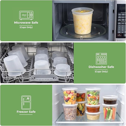 vivigu Deli Containers with Lids 48 Sets, 32/16/8 oz Food Storage Containers with Lids for Takeout Meal Prep Storage, Plastic Soup Container Leak-Proof & BPA Free, Freezer/Microwave/Dishwasher Safe
