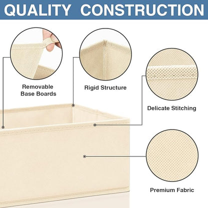 Criusia Drawer Organizer Clothes, 24 Pack Dresser Organizer Bins for Nursery Bedroom, Closet Organization and Storage Dividers for Clothing, Baby Clothes, Underwears, Socks (Beige)
