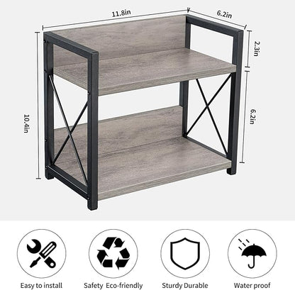 Giikin Countertop Shelf Organizer, 2 Tier Kitchen Spice Rack for Countertop, Wood Coffee Counter Shelf for Home, Particle Board and Metal, Grey, Small