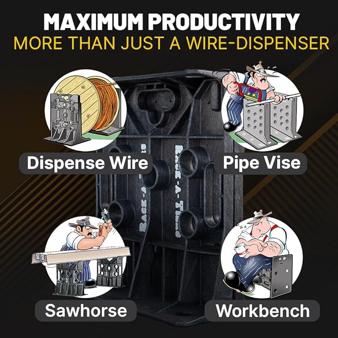 Rack-A-Tiers XL Multi-Purpose Cable Dispenser - Award Winning Electrical Wire Rack, Wire Spool Caddy (11470)