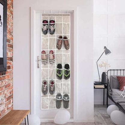 for Organizador de Zapatos de Bolsillos Transparentes Sobre la Puerta 24 Bolsillos, Shoe Organizer, Transparent Pockets, Over The Door, 24 Pockets