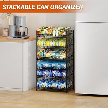JKsmart 3-Tier Stackable Can Organizer, Storage Can Rack for Kitchen Pantry Cabinet, Holds Up to 72 Cans, Multifunctional Can Dispenser for Snacks Soda