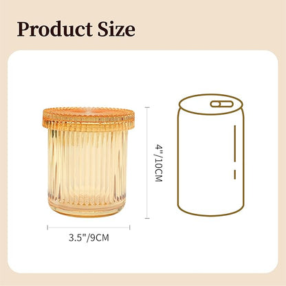 2Pack Vintage Lead-Free Glass Qtip Holder with Dust-Proof Lid, 3.5inch Diameter Storage Canister (Amber)