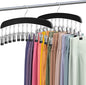 MEILIDY Leggings Hangers, Wooden Closet Hanging Leggings Storage Organizer Scarf Hangers with 24 Clips, 360° Swivel Hook, Black, 2 Pcs