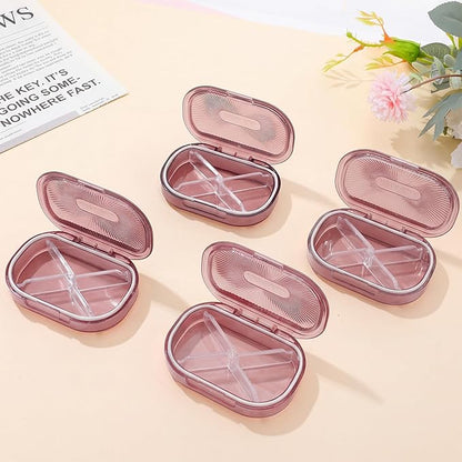 4 Pcs Qtip Holder Pink Hair Tie organizer Small Container Portable Travel Qtips Case Cotton Swab Holder Flosser Dispenser 3.94 x 2.76 Inch