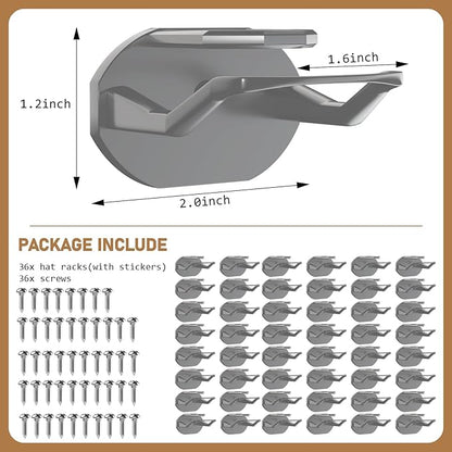 Niunuerga 48 Pack Adhesive Hat Hooks for Wall, Super Strong Hat Rack for Baseball Caps, Minimalist Hat Organizer Display for Home Decor, Hat Hangers Holder for Wall, Door, Closet, No Drilling (Gray)
