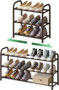 kiplant Expandable Shoe Rack for Closet, 3-Tier Shoe Organizer for Closet, Metal Adjustable Black Shoe Shelf Storage Organizer, Free Standing Shoe Rack for Entryway