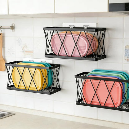 Pots and Pans Organizer Under Cabinet 3-Pack Iron Pot Lid Organizer Inside Cabinet Heavy Duty Cookware Rack Adjustable Lid Organizers Sturdy Metal Storage System for Kitchen Pantry Organization