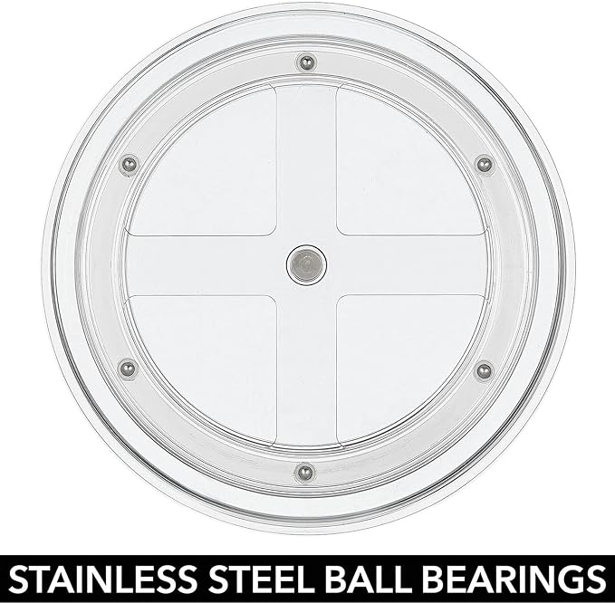 mDesign Lazy Susan Turntable Plastic Spinner for Kitchen/Bathroom, Pantry, Fridge, Cupboards, or Counter Organizing, Fully Rotating Organizer for Food, 9" Round - Lumiere Collection - Clear