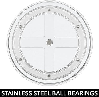 mDesign Lazy Susan Turntable Plastic Spinner for Kitchen/Bathroom, Pantry, Fridge, Cupboards, or Counter Organizing, Fully Rotating Organizer for Food, 9" Round - Lumiere Collection - Clear