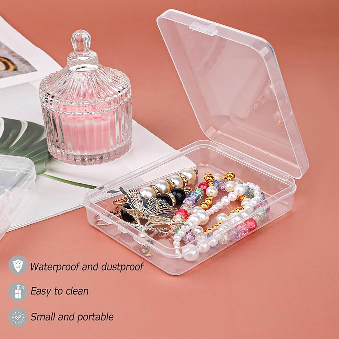 3-Piece Portable Travel Pad Holder - Bathroom Vanity Countertop Storage Organizer - Cotton Ball & Swab Dispenser - Transparent