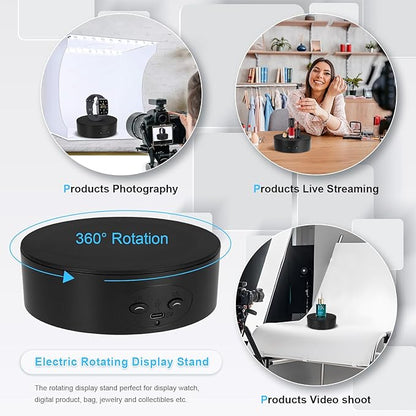 Motorized Rotating Display Stand, 5in/11lbs Load, 360° Rotating Platform for Jewelry Watch 3D Models Cake, Electric Spinning Display Stand for Live Show, Products Video shoot