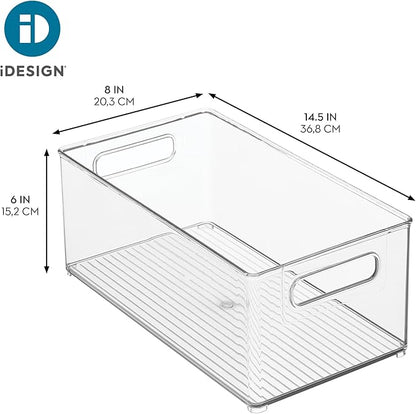 iDesign Stackable Fridge Bin - Kitchen Storage Bin for Pantry, Cabinets, or Fridge, Set of 2, Clear